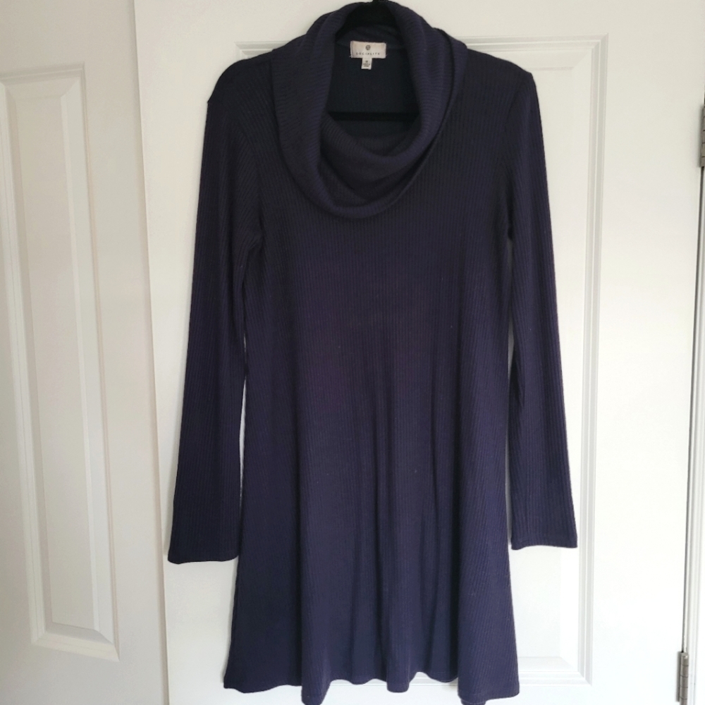 RIbbed Long Sleeve A-line Mini Dress